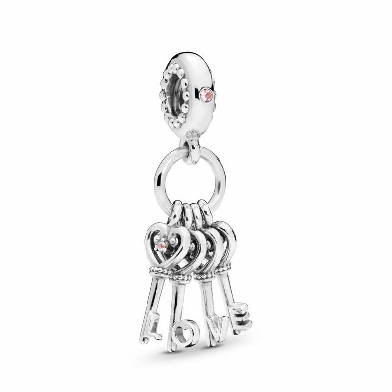 Pandora Keys Of Love Dangle Charm Ireland - Sterling Silver/Blue/Mixed Stones - 305962DJV